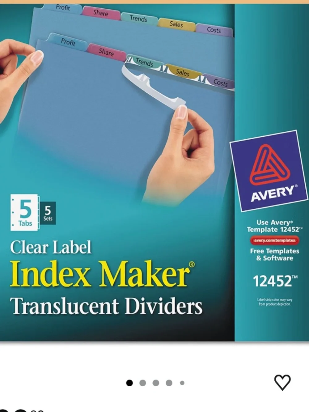 Avery 12452 5 Tab Labels & Plastic Dividers